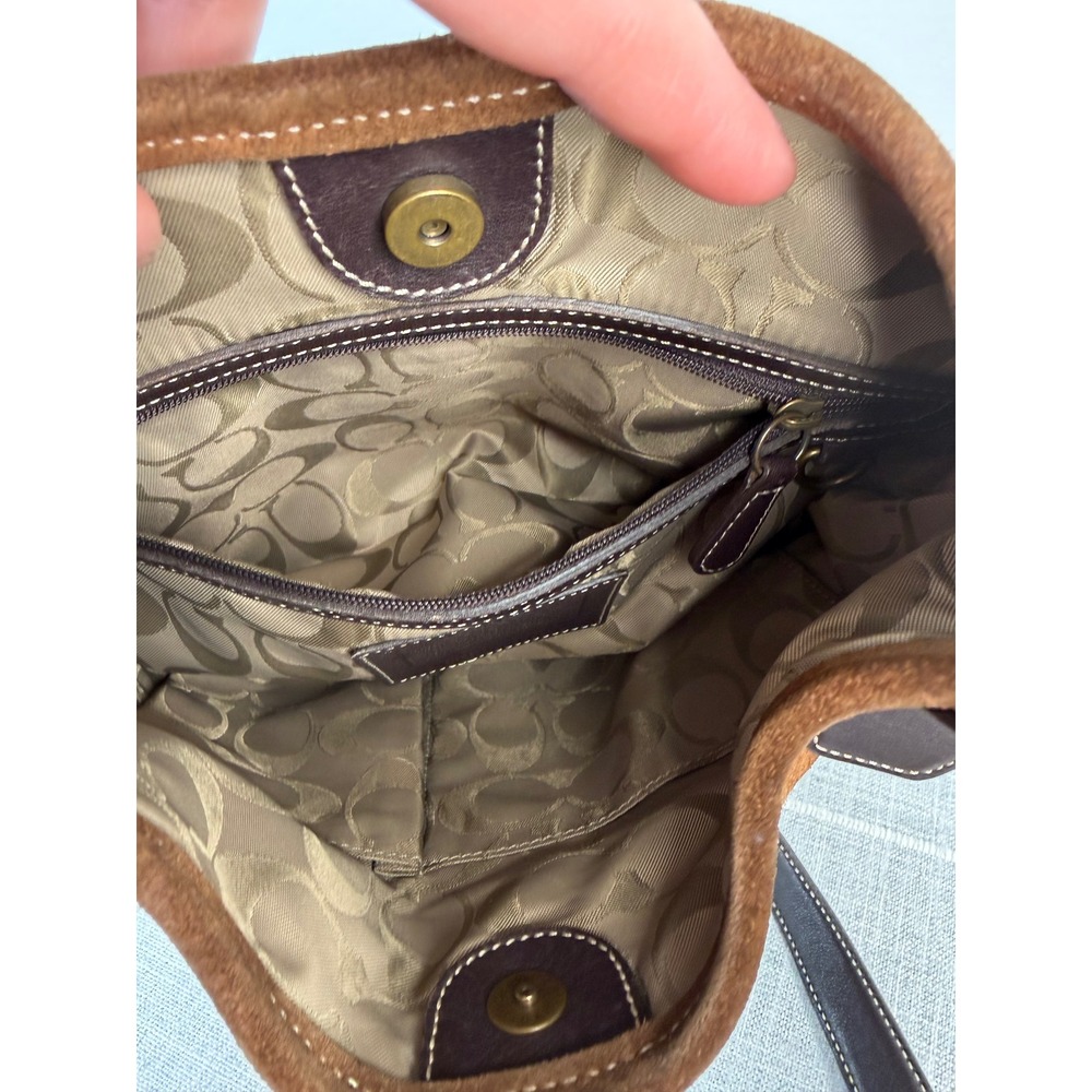 Vintage Coach Suede Brown Crossbody Purse 9506 Y2K Boho Minimalist - Picture 9 of 11